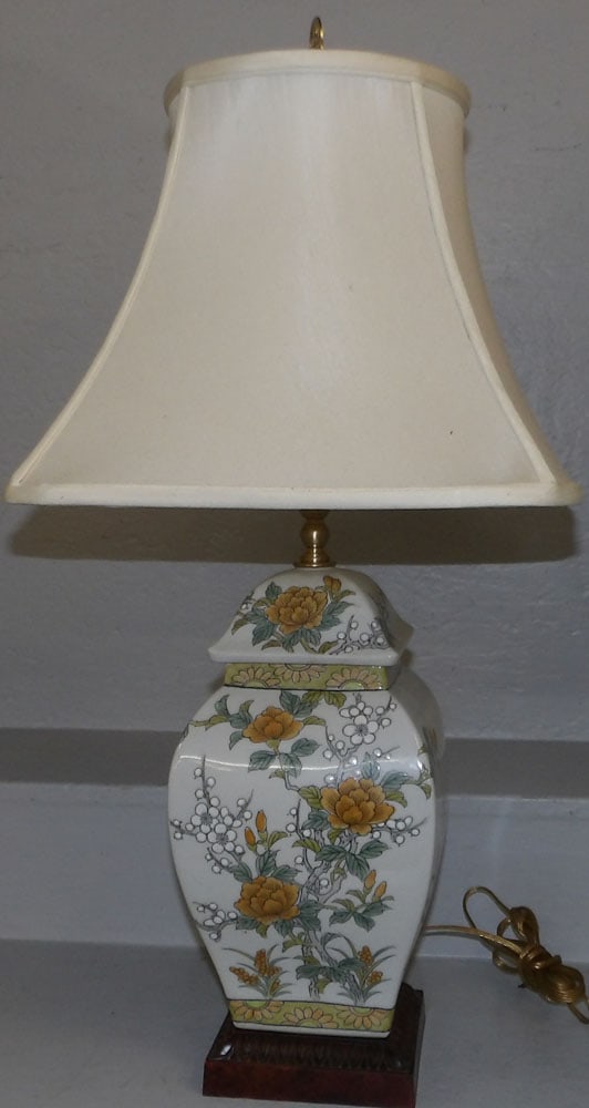 Oriental Painted Porcelain Urn Made Into Lamp (1 of 3)