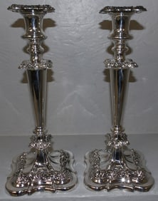 Pair of Silverplated Candlesticks by Ellis Barker