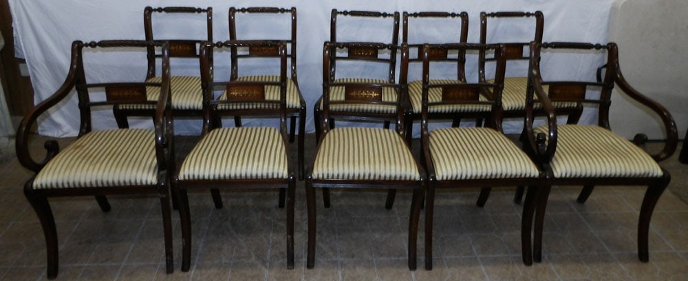 set of 10 mahogany regency style dining chairs (1 of 5)