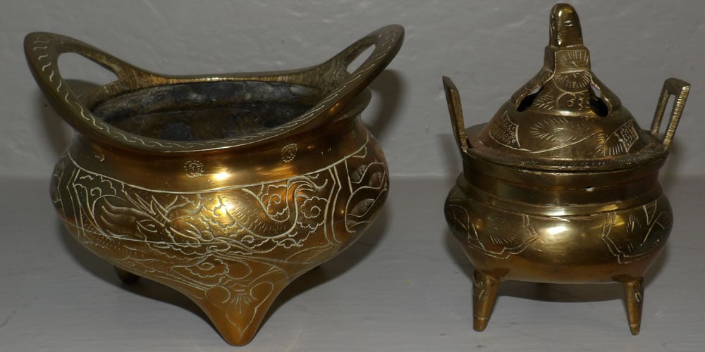 two oriental brass incense burners (1 of 5)