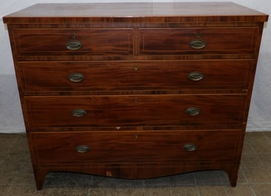 19th century mahogany inlay 2 over 3 drawer chest