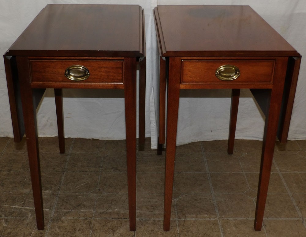 pair of mahogany drop leaf tables with one drawer by Craftique (1 of 6)
