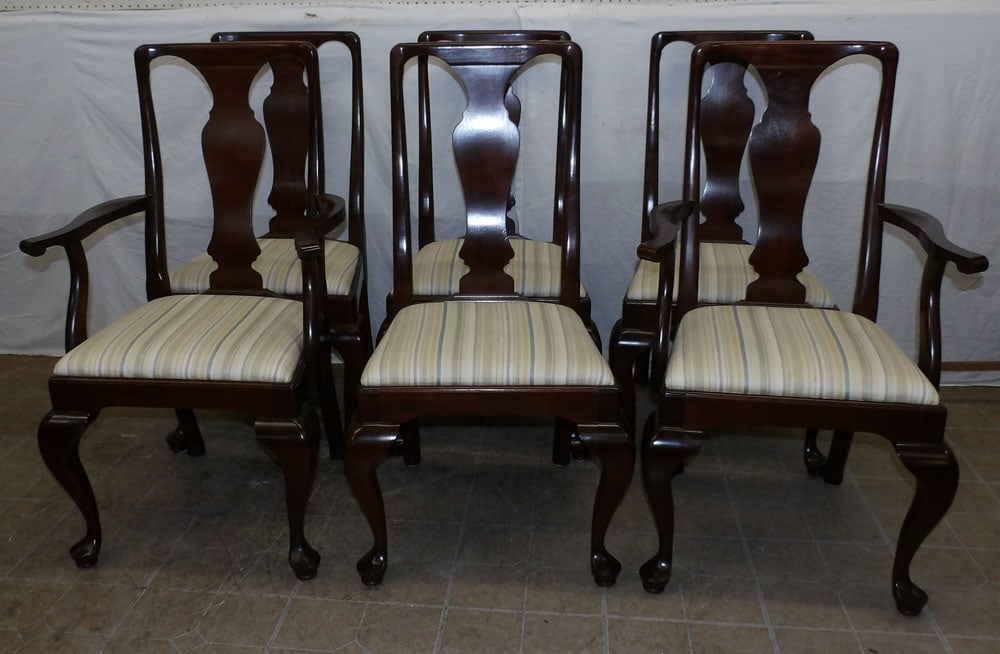 set of 6 mahogany Queen Anne style chairs by Craftique (1 of 5)