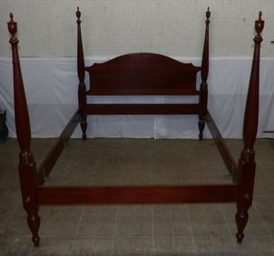 Mahogany Four Post Queen Size Bed with Bolts & Rails By Craftique