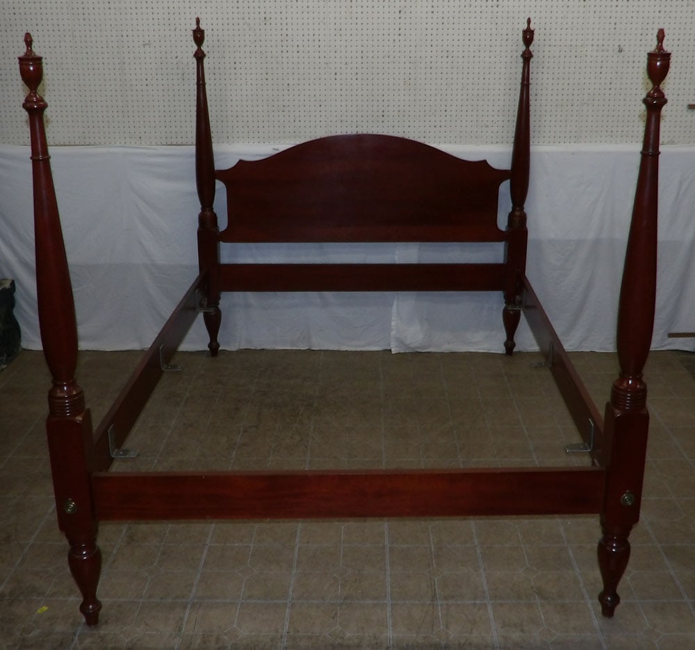 Mahogany Four Post Queen Size Bed with Bolts & Rails By Craftique (1 of 9)