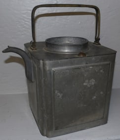 Antique Chinese Pewter Tea Pot Signed with Character Marks