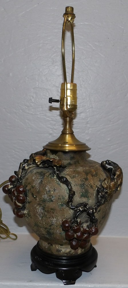 Heavy Painted Cast Iron Vase Made Into Lamp (1 of 3)