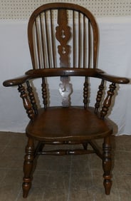 Antique English Elmwood Windsor Arm Chair