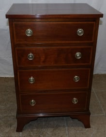 Antique Mahogany & Satinwood Inlay Four Drawer Night Stand