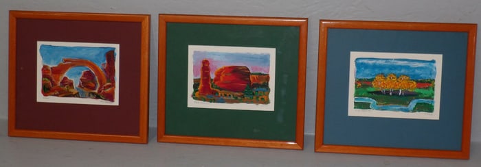 Three Small Oil Paintings of Rocky & Floral Landscapes in Utah Artist Signed