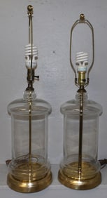Pair of Crystal & Brass Lamps