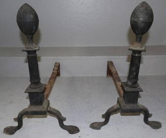 Pair of Antique Brass Andirons