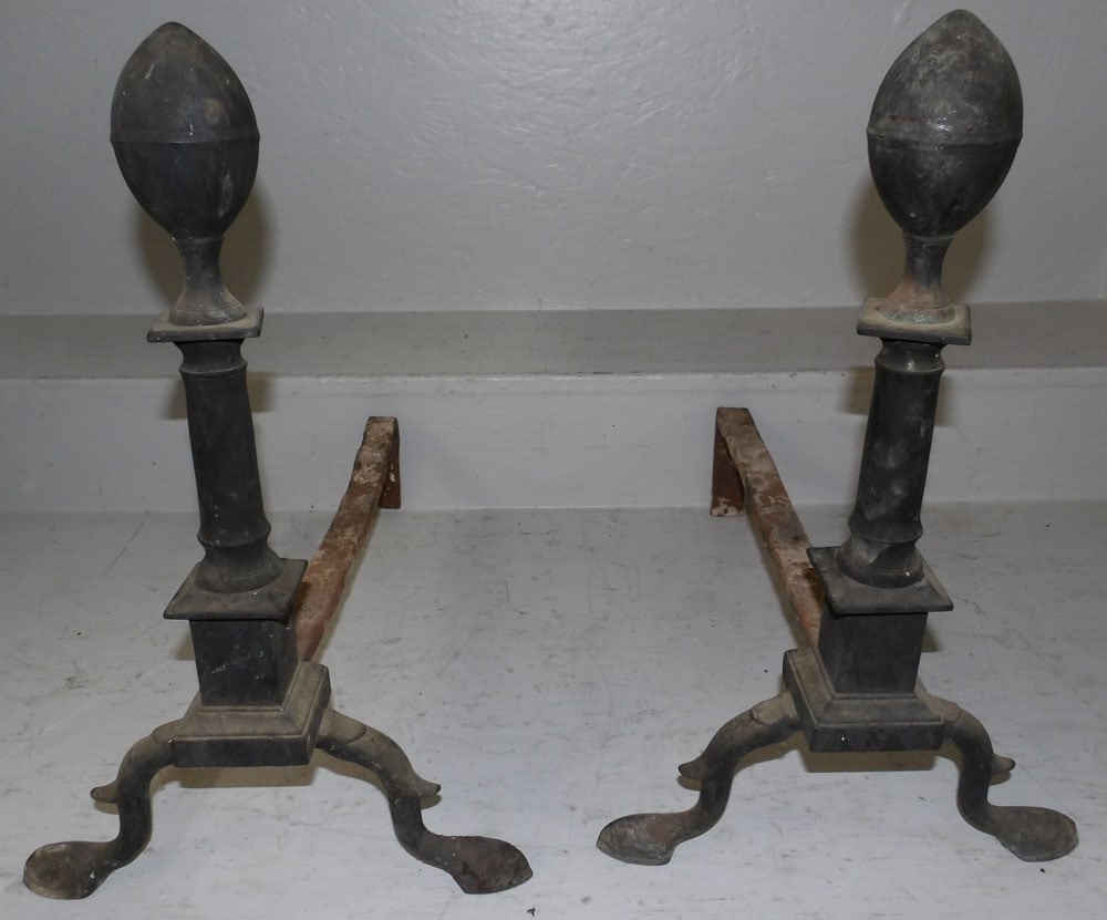 Pair of Antique Brass Andirons (1 of 5)