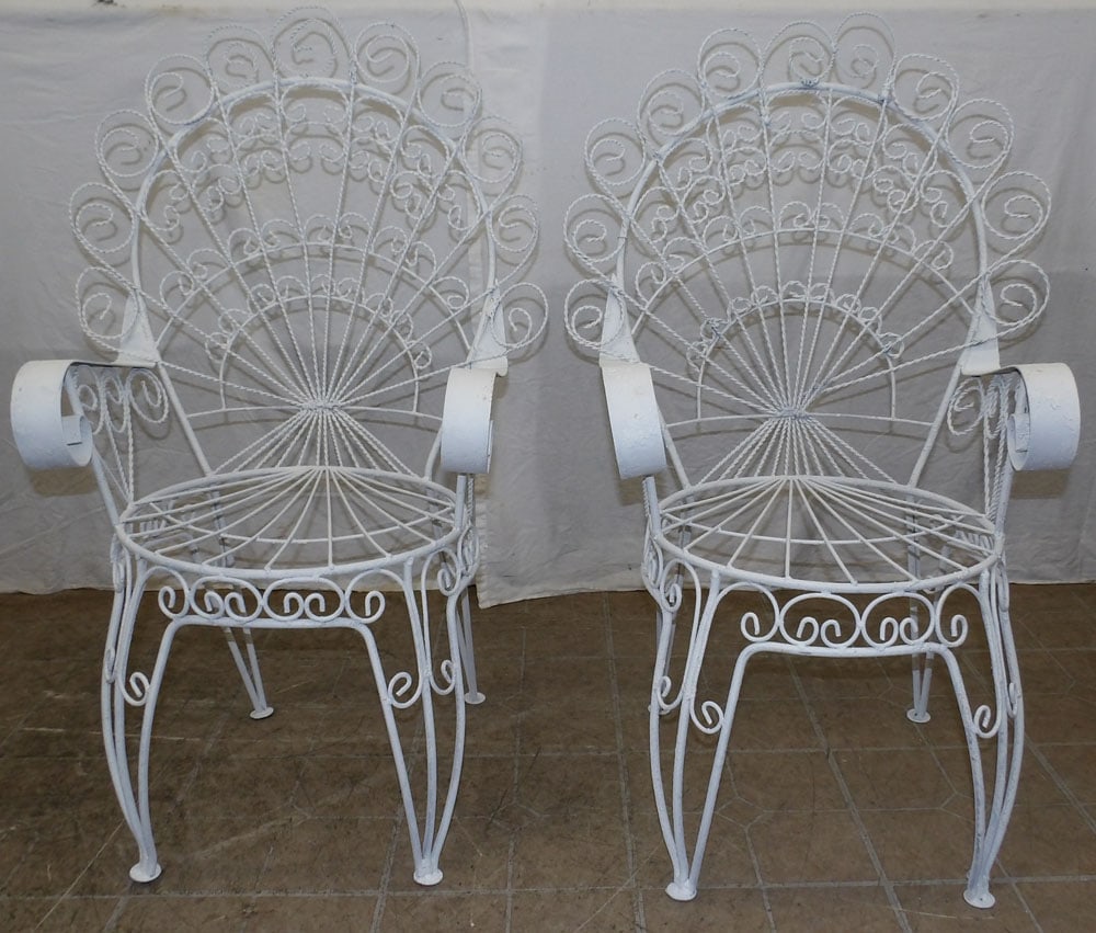Pair of Painted Wrought Iron Arm Chairs (1 of 5)