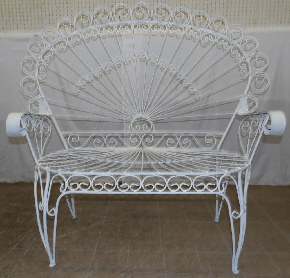 Painted Wrought Iron Bench (1 of 6)