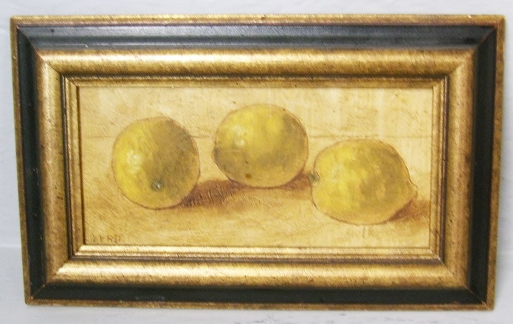 Small Framed Oil on Board Still Life of Lemons Artist Signed (1 of 4)