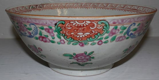 19th Century Export Porcelain Bowl with Restoration