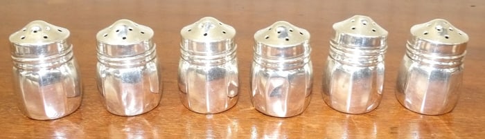 Six Sterling Salt & Pepper Shakers