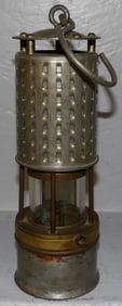 Antique Brass & Metal Miners Lantern by Koehler, Massachusetts