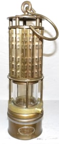 Antique Brass Miners Lantern by Wolf Safety Lamp Company, New York