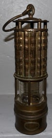 Antique Brass Miners Lantern by Wolf Safety Lamp Company, New York