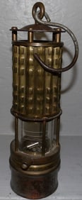 Antique Brass & Metal Miners Lantern by Wolf Safety Lamp Company, New York