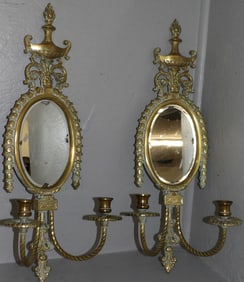 Pair of Cast Brass Mirror Sconces