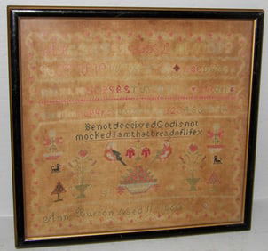 19th Century Framed Needlework Sampler Dated 1860