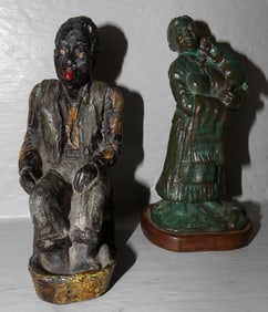 Two Black Americana Figures, One Bronze & One Lead, Artist Signed