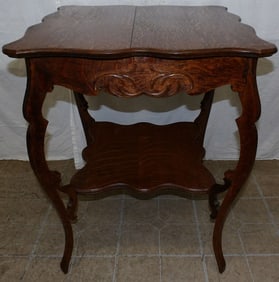 Antique Quartersawn Oak Two Tier Lamp Table