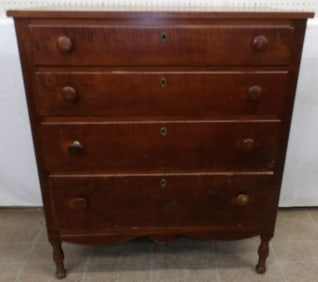 19th Century Cherry & Tiger Maple Four Drawer Chest