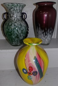 Three Art Glass Vases
