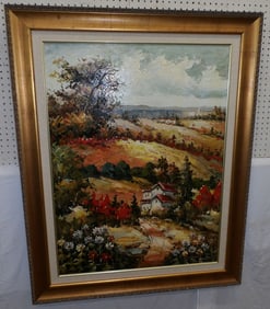 Large Framed Oil on Canvas Abstract Artist Signed