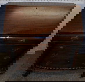 Antique Carved Mahogany Slant Front Desk