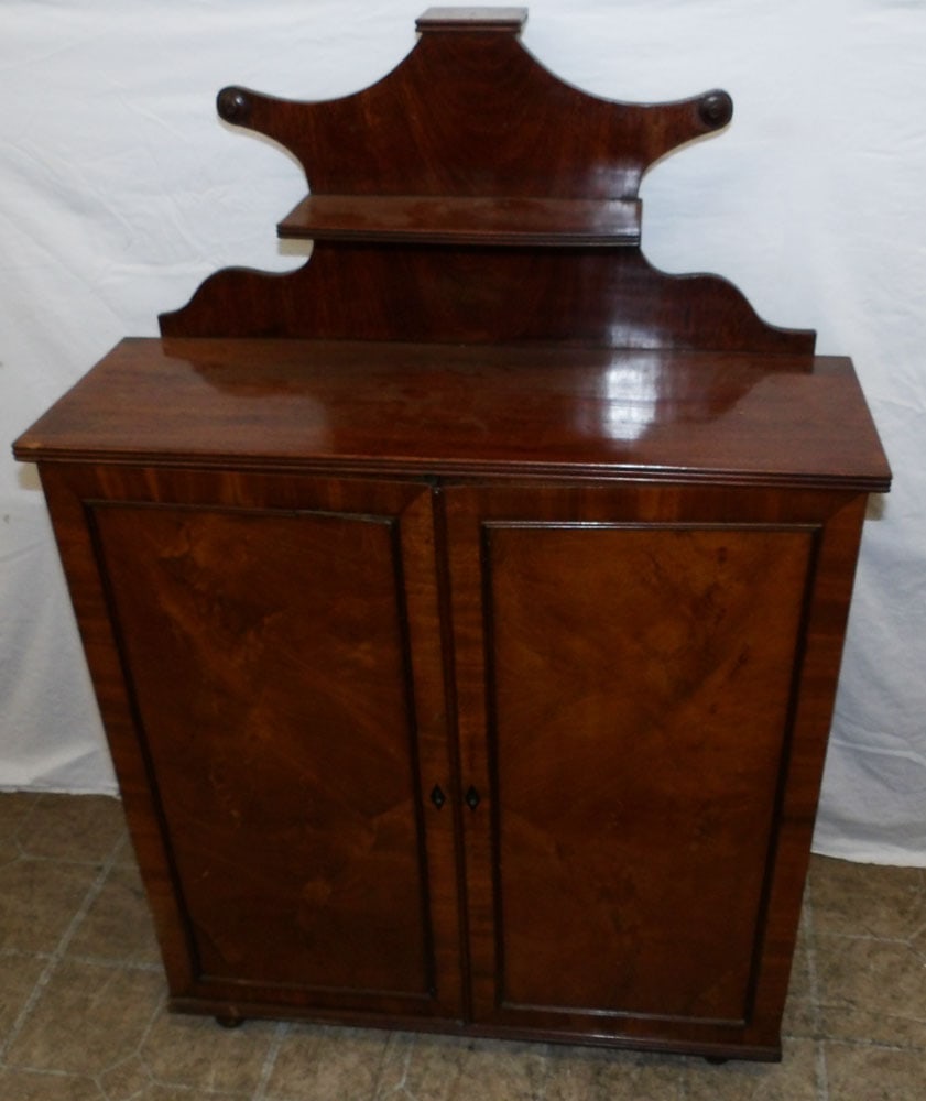 19th Century Mahogany Two Door Cabinet: 19th Century Mahogany Two Door Cabinet . 40 3/4" H 28" W 10 1/4" D ALL DESCRIPTIONS AND ANY CONDITION STATEMENT GIVEN BY LANGSTON AUCTION GALLERY ARE STRICTLY OPINIONS AND LANGSTON'S SHALL HAVE NO RES