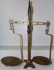 antique brass and cast iron scale