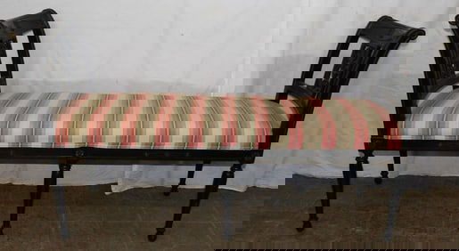 painted wood and upholstered window bench