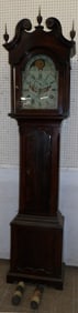 19th century mahogany painted dial grandfather clock