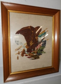 framed eagle needlework