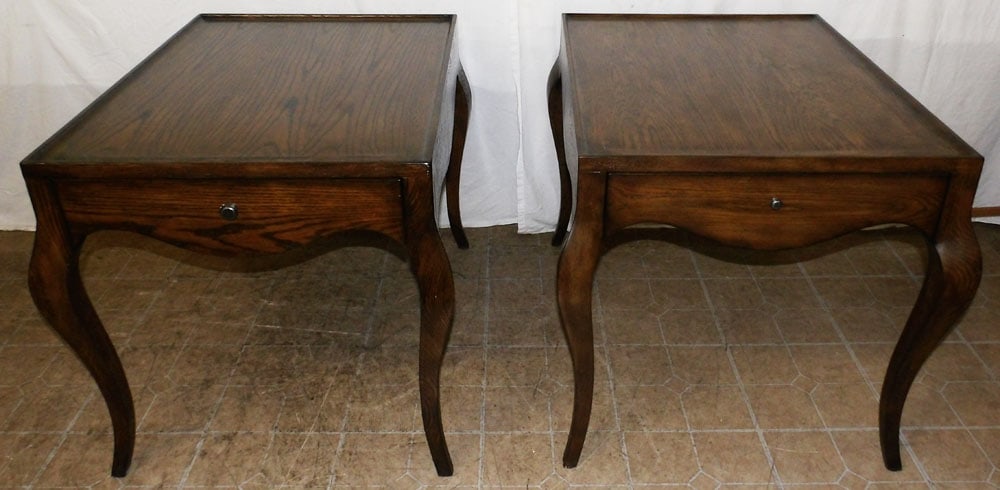 pair of modern oak end tables (1 of 7)