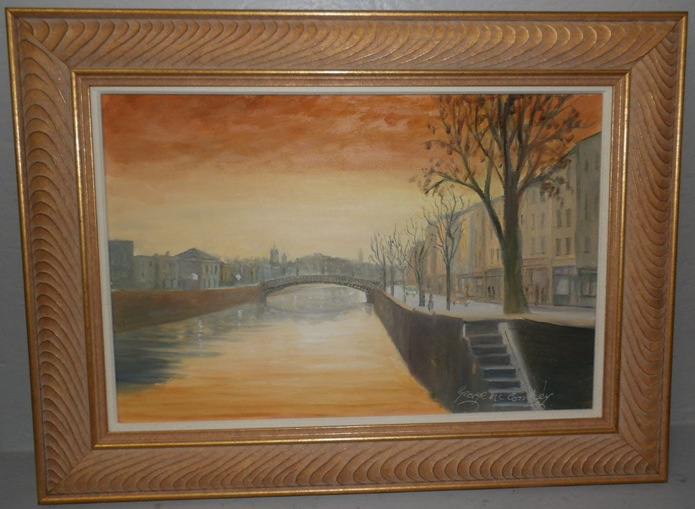 framed oil on board venetian scene signed by artist (1 of 5)
