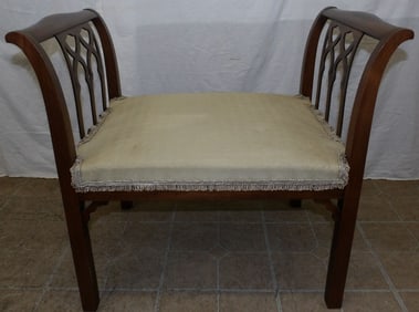mahogany upholstered top bench