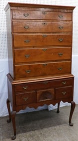 19th century maple two piece Queen Anne highboy
