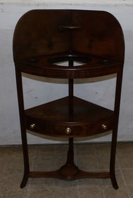 19th century mahogany corner wash stand with one drawer