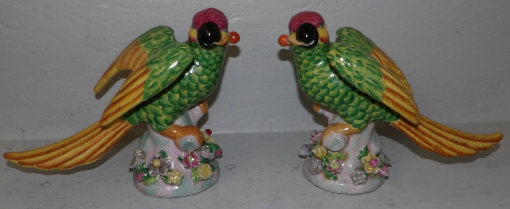 pair of painted porcelain oriental birds (1 of 4)