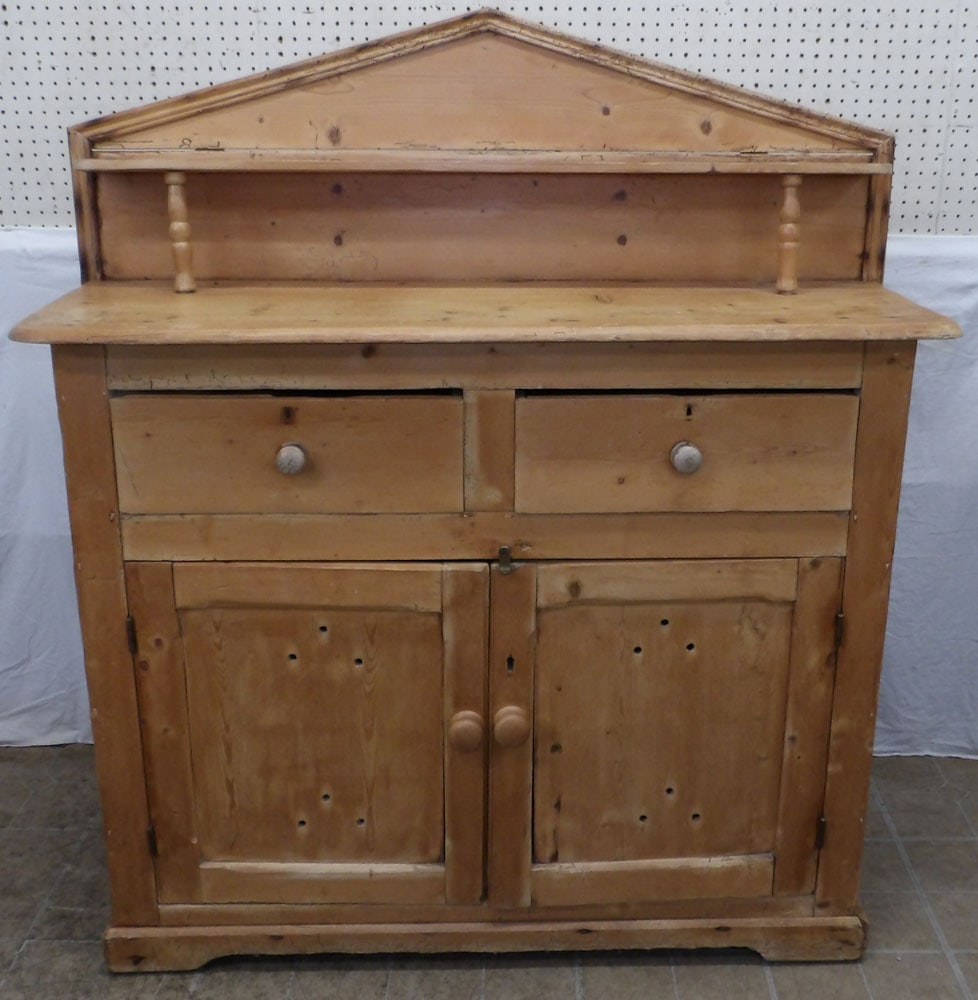 19th century bleach pine sideboard: 19th century bleach pine sideboard . 58" H 51 1/4" W 16 1/2" D ALL DESCRIPTIONS AND ANY CONDITION STATEMENT GIVEN BY LANGSTON AUCTION GALLERY ARE STRICTLY OPINIONS AND LANGSTON'S SHALL HAVE NO RESPONS