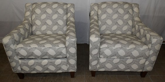 pair of modern upholstered arm chairs by capris furniture