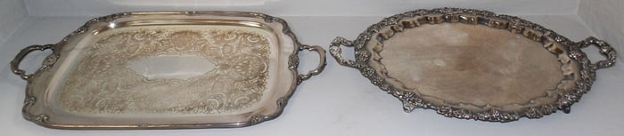 2 silver plated serving trays