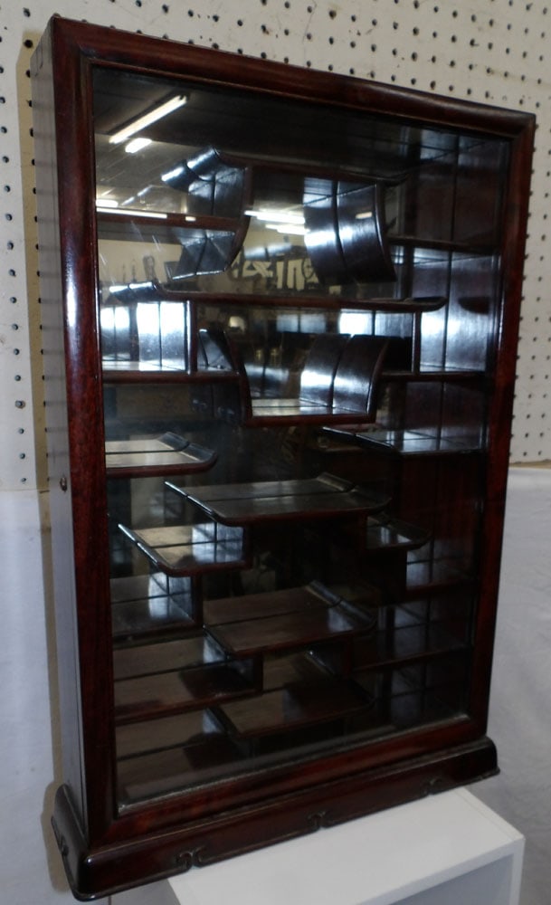 oriental rosewood glass door table top cabinet (1 of 5)