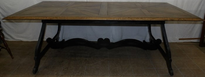 bleach walnut top trestle dining table